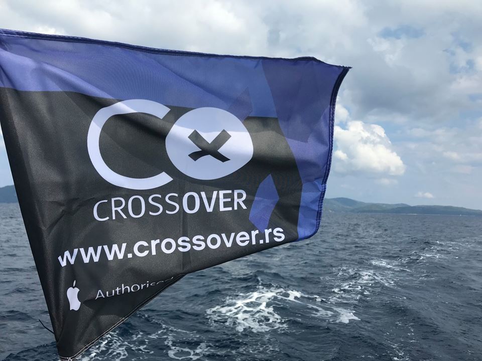 Crossover banner flag waving in the wind.